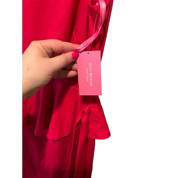 Isaak Mizrahi Peplum Dress Women's 8 Red Lined Polyester Boat Neck Sleeveless - Picture 3 of 7